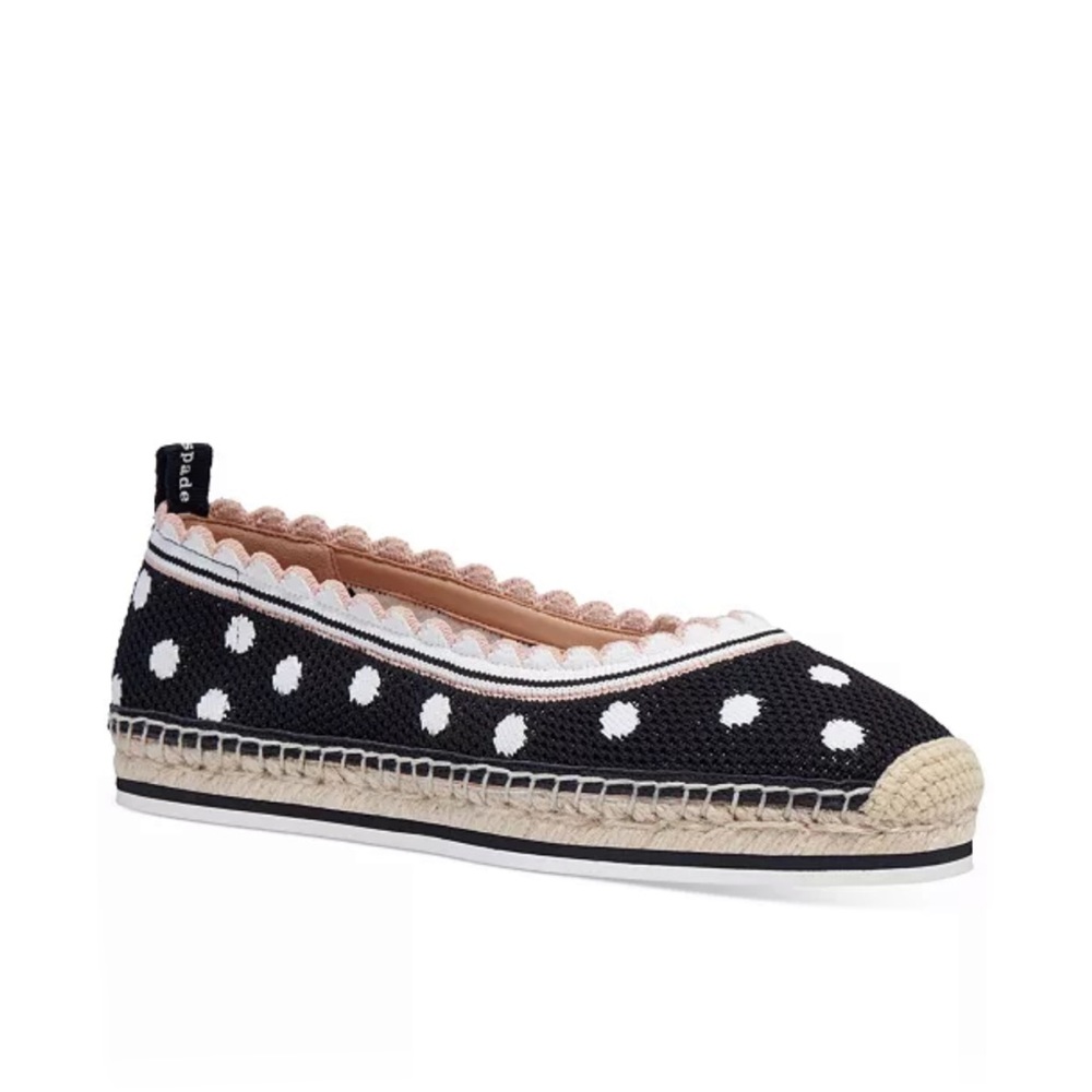♠️Kate Spade Knottingham Dots Knit Espadrilles Flats, Black NIB - Picture 3 of 15